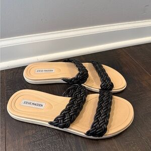Steve Madden Black Braided Sandals